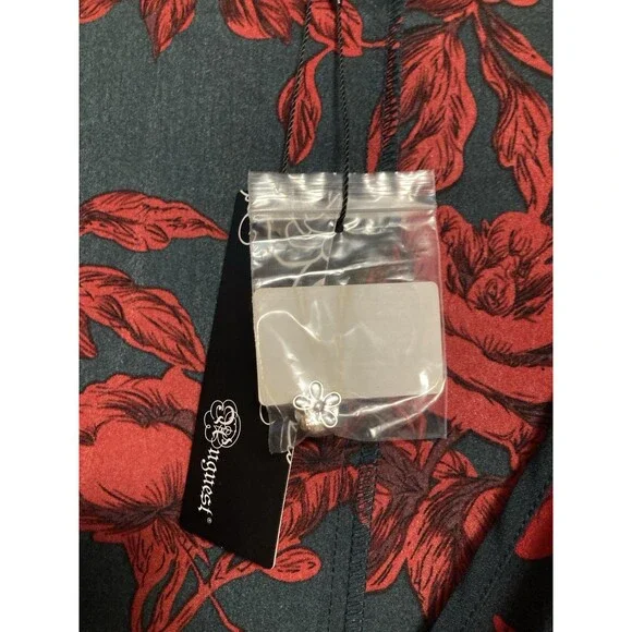 Huguest Mini Dress Womens Sz XL Blue Red Floral Ruffles short sleeve NEW - Picture 5 of 14